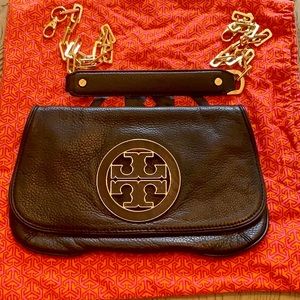 Tory Burch Reva Black Leather Clutch